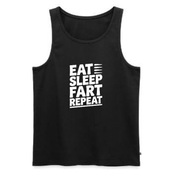 Essen Schlaffurz Wiederholen - Männer Premium Bio Tank Top - Schwarz - Vorne - AI Model Male 178 light (178cm)