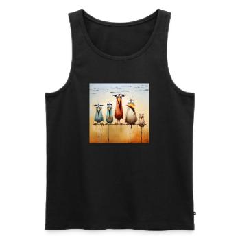 Vogelschar am Draht - Männer Premium Bio Tank Top - Schwarz - Vorne - AI Model Male 178 light (178cm)