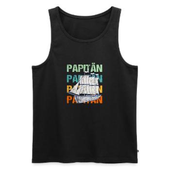 PAPITÄN Sailing Ship / Father, Daddy - Men's Premium Organic Tank Top - black - Front - Michal (187cm)