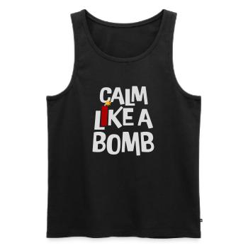 Calme comme une bombe Paradoxe Ironie Humour Blague explosive - Débardeur bio Premium Homme - noir - Devant - AI Model Male 178 light (178cm)
