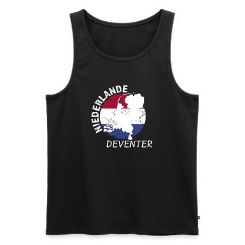 Deventer - Männer Premium Bio Tank Top - Schwarz - Vorne - AI Model Male 178 light (178cm)