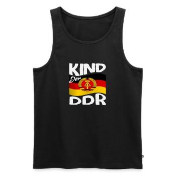 Ossi dit que l’enfant de la RDA est fier - Débardeur bio Premium Homme - noir - Devant - AI Model Male 178 light (178cm)