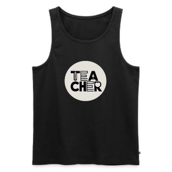 Lehrerdesign mit Bleistift-Typografie - Männer Premium Bio Tank Top - Schwarz - Vorne - Michal (187cm)