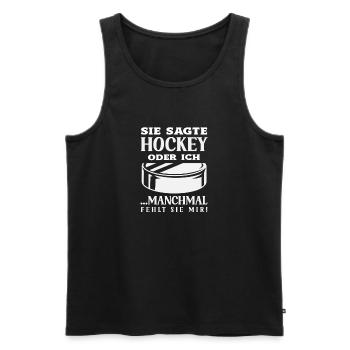 Cadeau drôle de joueur de hockey - Débardeur bio Premium Homme - noir - Devant - Michal (187cm)