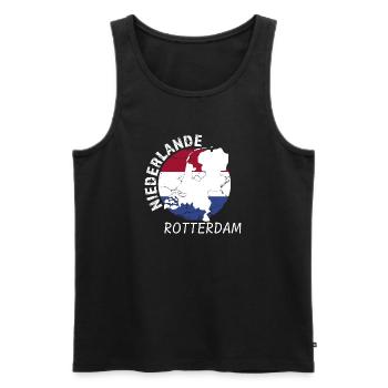 Rotterdam - Männer Premium Bio Tank Top - Schwarz - Vorne - AI Model Male 178 light (178cm)