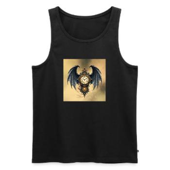 Steampunk Gothic Winged Watch - Men's Premium Organic Tank Top - black - Front - AI Model Male 178 light (178cm)