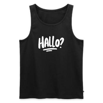 Hallo? - weiß - Männer Premium Bio Tank Top - Schwarz - Vorne - AI Model Male 178 light (178cm)