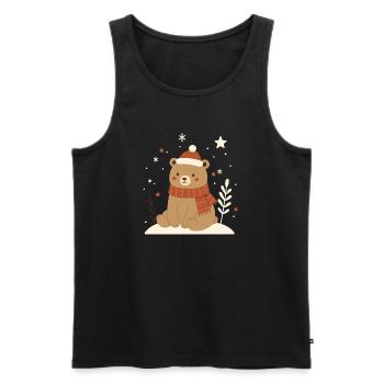 Bear with Santa hat – animal motif for winter - Men's Premium Organic Tank Top - black - Front - Michal (187cm)