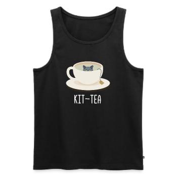 Chat drôle Kit-Tea Chat Chat britannique à poil court drôle - Débardeur bio Premium Homme - noir - Devant - Michal (187cm)