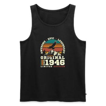 80 Jahre 1946 Vintage Retro Geburtstagsgeschenk - Männer Premium Bio Tank Top - Schwarz - Vorne - Michal (187cm)
