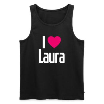 J’aime Laura Coeur rose J’aime Laura - Débardeur bio Premium Homme - noir - Devant - AI Model Male 178 light (178cm)
