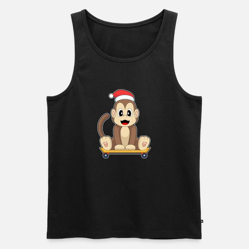 Affe Weihnachten Skateboard - Männer Premium Bio Tank Top - Schwarz