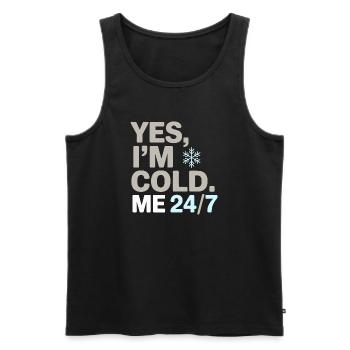 Ja, mir ist kalt 24/7 Schneeflocke Winter Humor Design - Männer Premium Bio Tank Top - Schwarz - Vorne - AI Model Male 178 light (178cm)