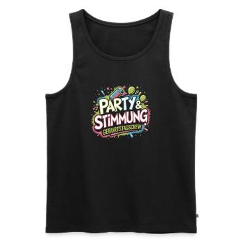 Birthday Party Mood Kick - Men's Premium Organic Tank Top - black - Front - AI Model Male 178 light (178cm)