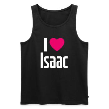 I Love Isaac Pinkes Herz Ich liebe Isaac - Männer Premium Bio Tank Top - Schwarz - Vorne - AI Model Male 178 light (178cm)