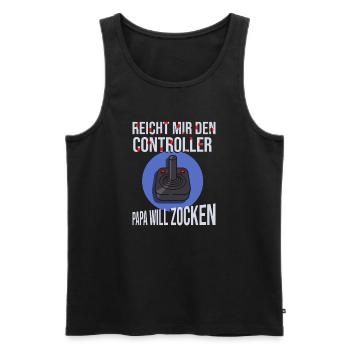 Gamer Gaming Vater Vatertag Spruch Zocken Papa - Männer Premium Bio Tank Top - Schwarz - Vorne - Michal (187cm)