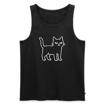 Minimalistischer Katzenumriss - Männer Premium Bio Tank Top - Schwarz - Vorne - AI Model Male 178 light (178cm)