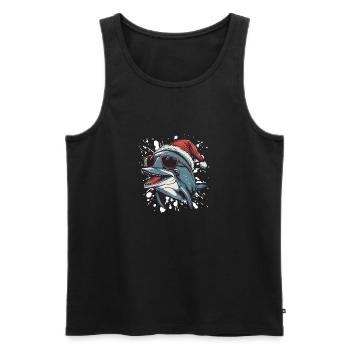 Dolphin Christmas Funny - Men's Premium Organic Tank Top - black - Front - AI Model Male 178 light (178cm)