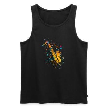 Saxophone Jazz Saxophonist Orchestra Musicians - Men's Premium Organic Tank Top - black - Front - Michal (187cm)