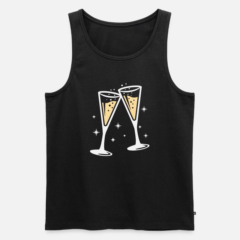 Sektglas Prosecco Sekt Alkohol Prost - Männer Premium Bio Tank Top - Schwarz