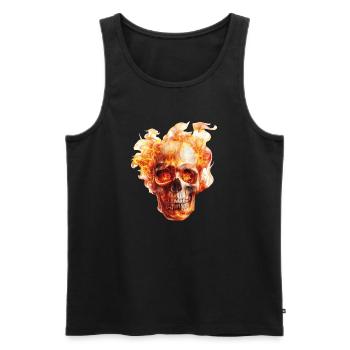 Skull Flames - Men's Premium Organic Tank Top - black - Front - AI Model Male 178 light (178cm)