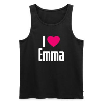 J’aime Emma Coeur rose J’aime Emma - Débardeur bio Premium Homme - noir - Devant - Michal (187cm)