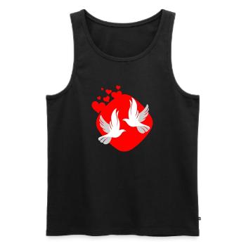 Taube der Liebe auf rotem Hintergrund - Männer Premium Bio Tank Top - Schwarz - Vorne - Michal (187cm)