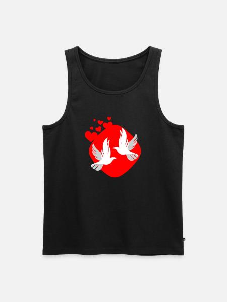 Dove of love on red background - Men's Premium Organic Tank Top - black