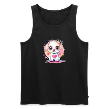 Chiot préféré du petit cœur - Débardeur bio Premium Homme - noir - Devant - Michal (187cm)