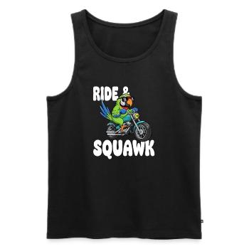 Raging parrot on motorcycle - Men's Premium Organic Tank Top - black - Front - Michal (187cm)