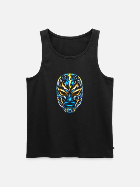 Flash Masks Lucha Neon Blue Gold - Men's Premium Organic Tank Top - black
