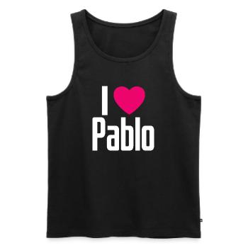 J’aime Pablo Coeur Rose J’aime Pablo - Débardeur bio Premium Homme - noir - Devant - AI Model Male 178 light (178cm)