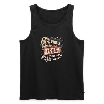 1985 Movie Cult Nostalgia Shirt - Men's Premium Organic Tank Top - black - Front - AI Model Male 178 light (178cm)