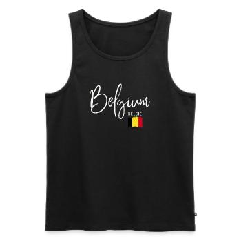 Belgian roots, I love Belgium - Men's Premium Organic Tank Top - black - Front - AI Model Male 178 light (178cm)