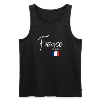 Fabriqué en France, racines françaises - Débardeur bio Premium Homme - noir - Devant - AI Model Male 178 light (178cm)
