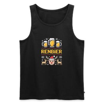 Ugly Sweater Weihnachtsbier Rentier Trio - Männer Premium Bio Tank Top - Schwarz - Vorne - AI Model Male 178 light (178cm)