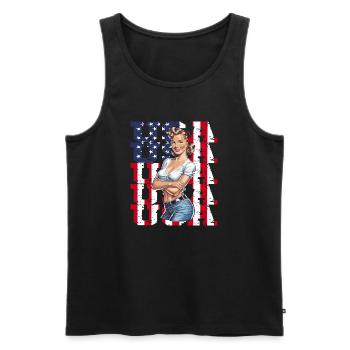 États-Unis Rétro Vintage Design patriotique - Débardeur bio Premium Homme - noir - Devant - Michal (187cm)