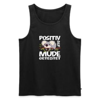 Testé positif pour l’humour du koala fatigué - Débardeur bio Premium Homme - noir - Devant - AI Model Male 178 light (178cm)
