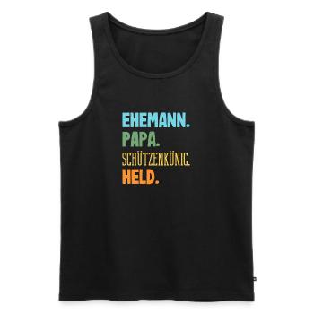 Ehemann Papa Schützenkönig Lustiger Schützenfest - Männer Premium Bio Tank Top - Schwarz - Vorne - AI Model Male 178 light (178cm)
