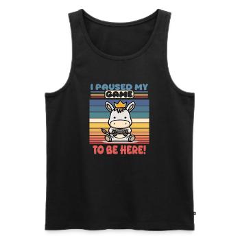 i paused my gam to be here - Men's Premium Organic Tank Top - black - Front - AI Model Male 178 light (178cm)