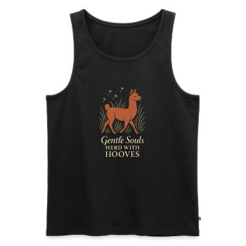 Cottagecore Llama Aesthetic Cute Farm Animal - Men's Premium Organic Tank Top - black - Front - Michal (187cm)
