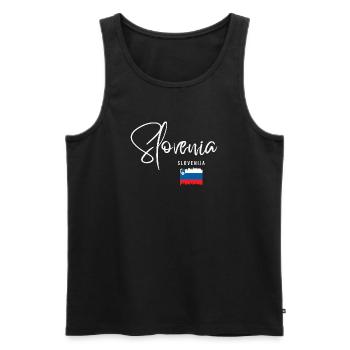 Fabriqué en Slovénie, fierté slovène - Débardeur bio Premium Homme - noir - Devant - Michal (187cm)