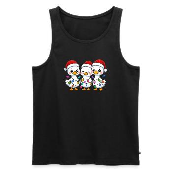Trio de canards avec lumières de Noël, Canetons - Débardeur bio Premium Homme - noir - Devant - Michal (187cm)