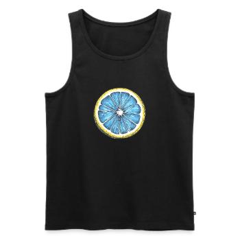 Blau Zitronenschnitt Kunst - Pop Art Motiv - Männer Premium Bio Tank Top - Schwarz - Vorne - AI Model Male 178 light (178cm)