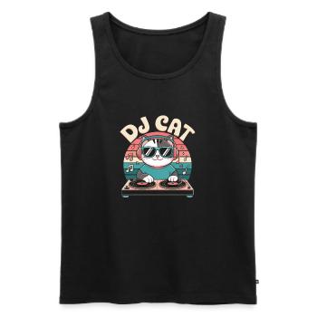 Lustige DJ Katze - Männer Premium Bio Tank Top - Schwarz - Vorne - AI Model Male 178 light (178cm)