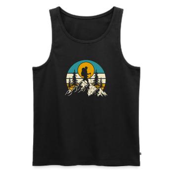 Hiking Hiker Mountaineer Gift - Men's Premium Organic Tank Top - black - Front - Michal (187cm)