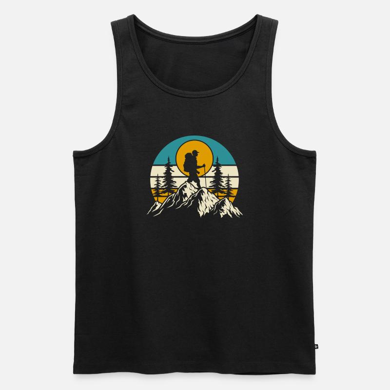 Wandern Wanderer Bergsteiger Geschenk - Männer Premium Bio Tank Top - Schwarz