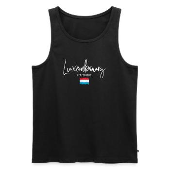 Hergestellt in Luxemburg, luxemburgische Wurzeln - Männer Premium Bio Tank Top - Schwarz - Vorne - AI Model Male 178 light (178cm)