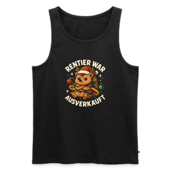 Weihnachten Spruch Humor Igel Lustig Rentier - Männer Premium Bio Tank Top - Schwarz - Vorne - Michal (187cm)