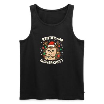 Weihnachten Spruch Humor Igel Lustig Rentier - Männer Premium Bio Tank Top - Schwarz - Vorne - Michal (187cm)